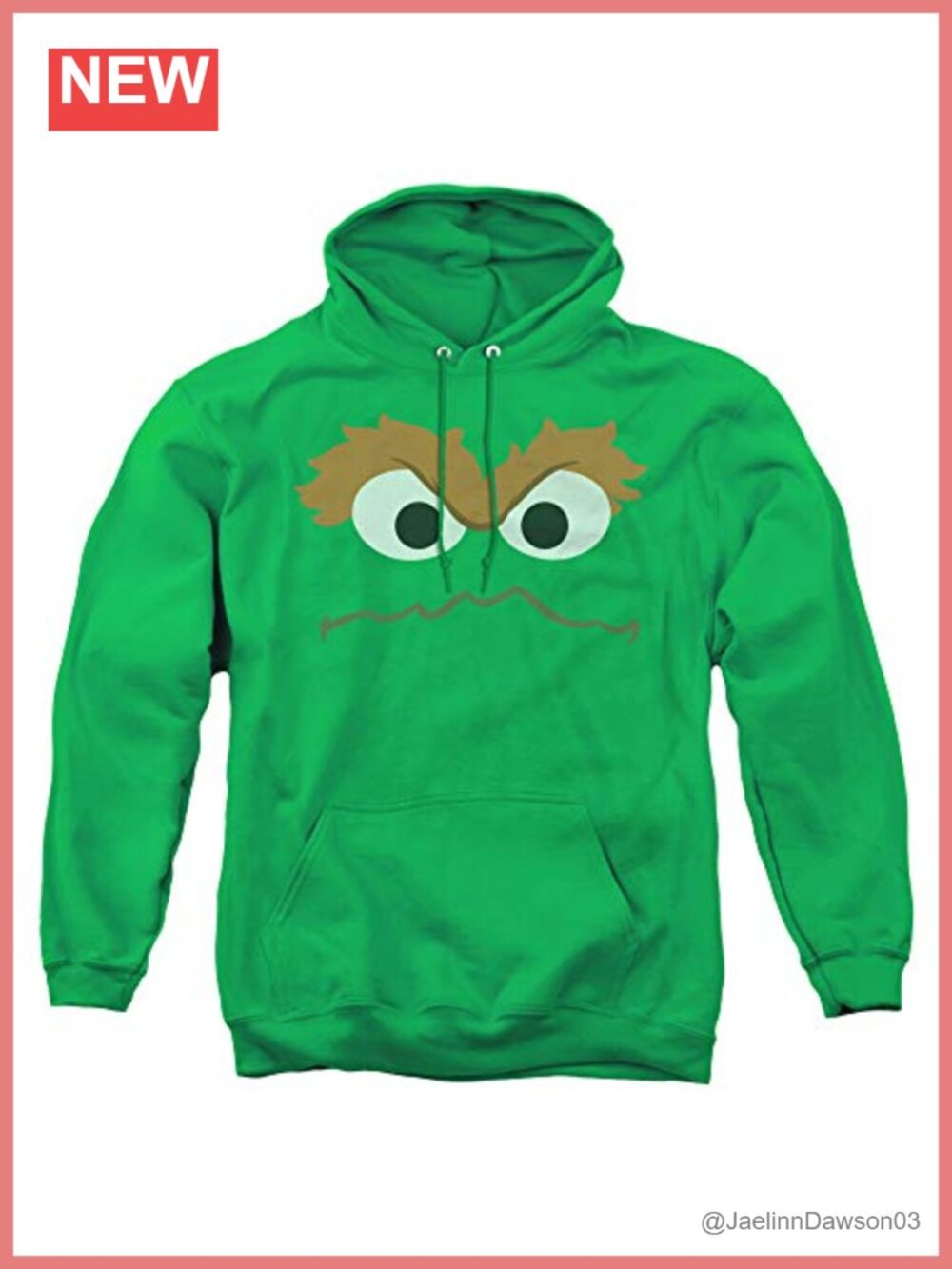 Sesame Street Oscar Face Unisex Adult Pull-Over Hoodie